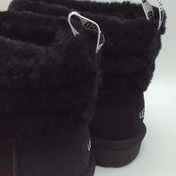 UGG Fluff Mini Black Graphic Quilted Suede Boots - Picture 6 of 6